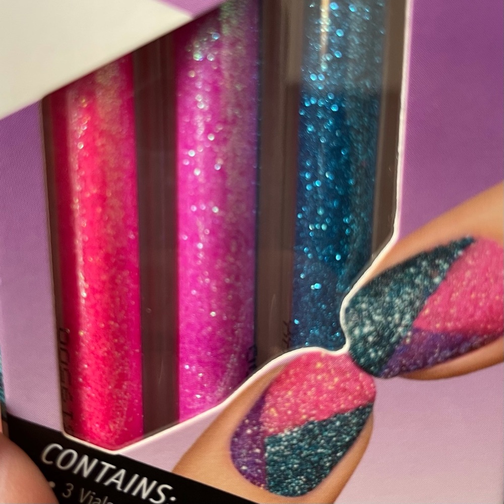 Sally Hansen nail art glitter kit pink purple blue NWT